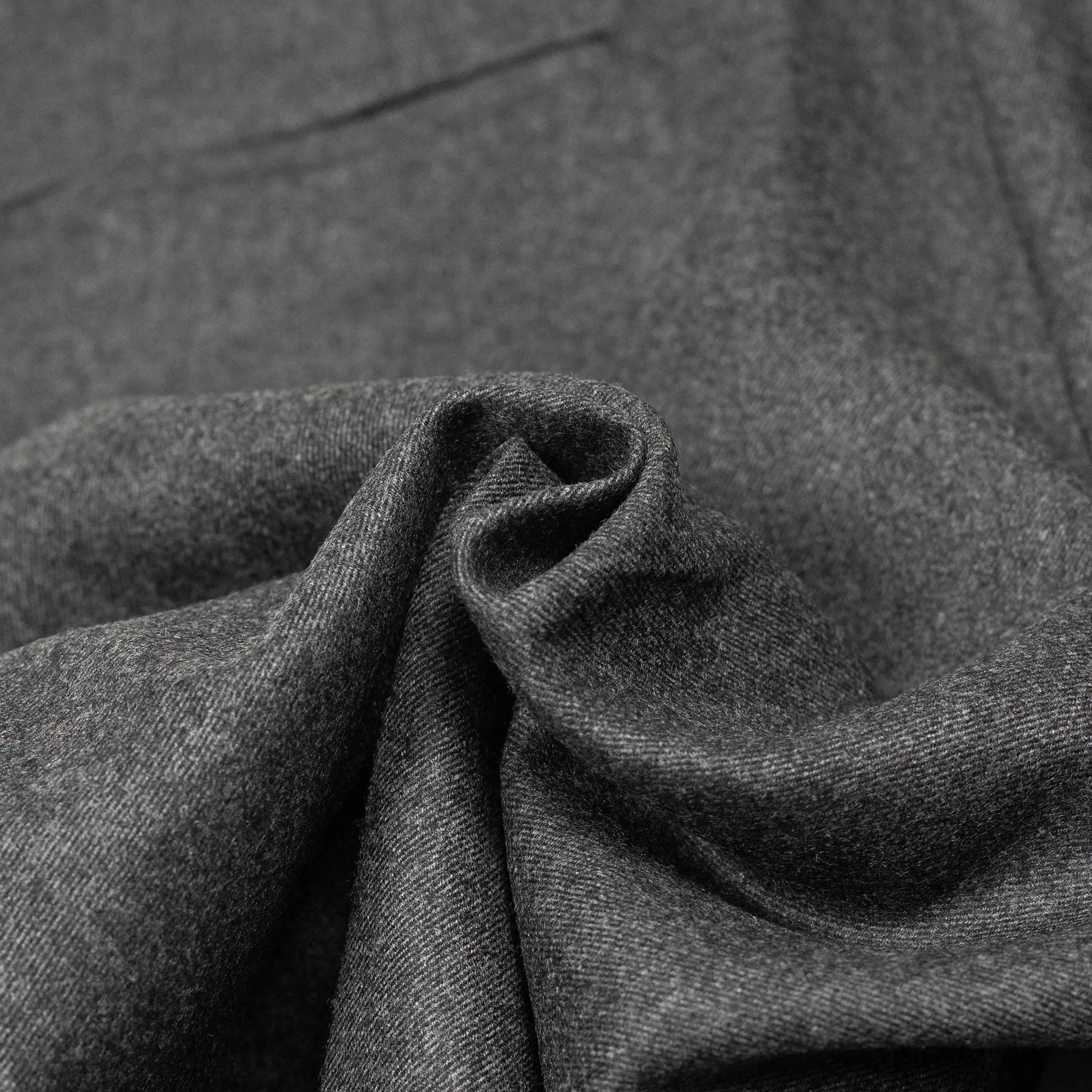 Two pleat wide trousers in grey superfine wool double cloth