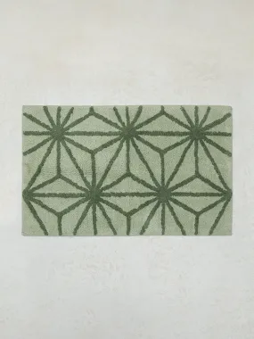 Westside Home Green Geometric Design Bathmat