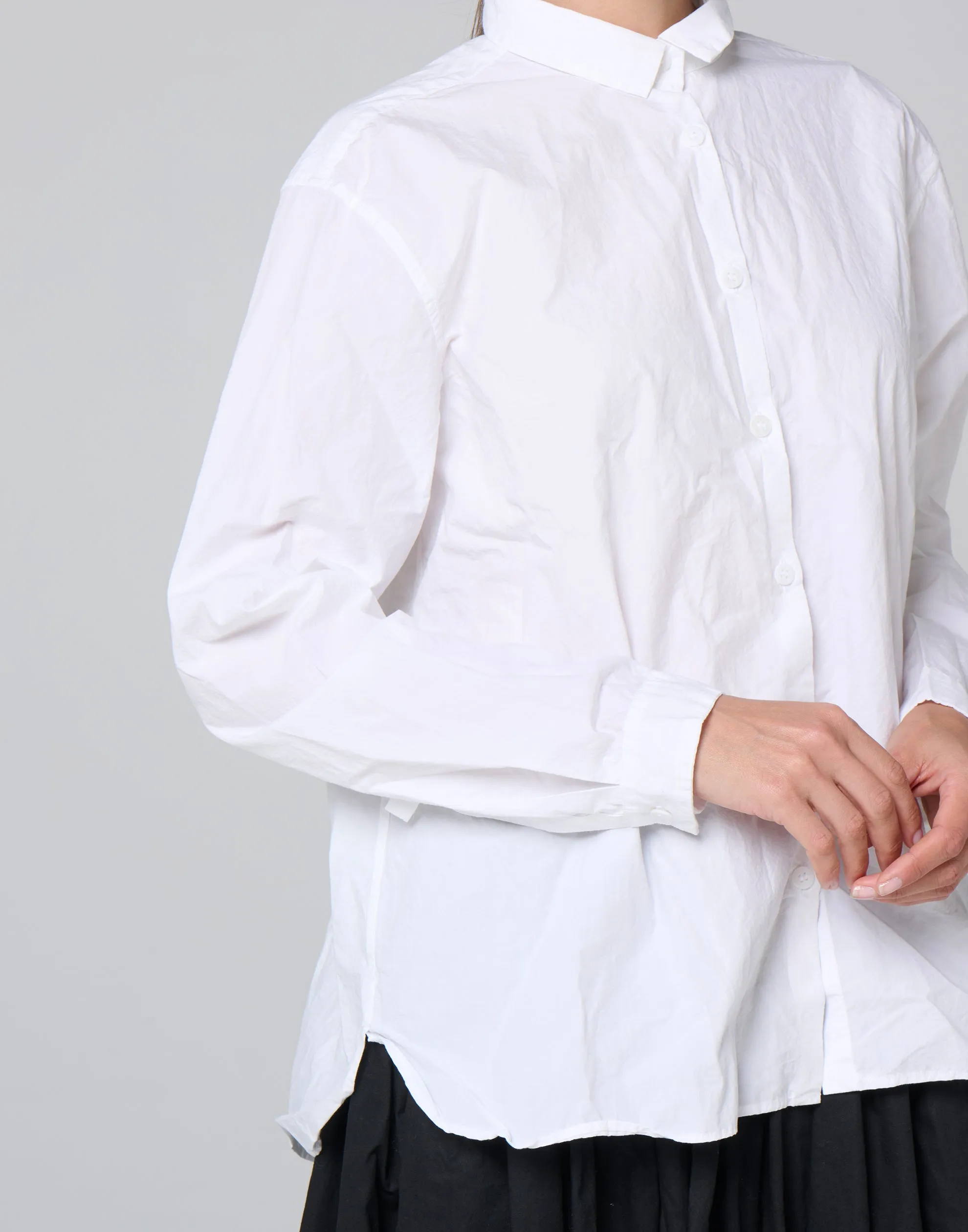 White Cotton Loose Tyrol Shirt