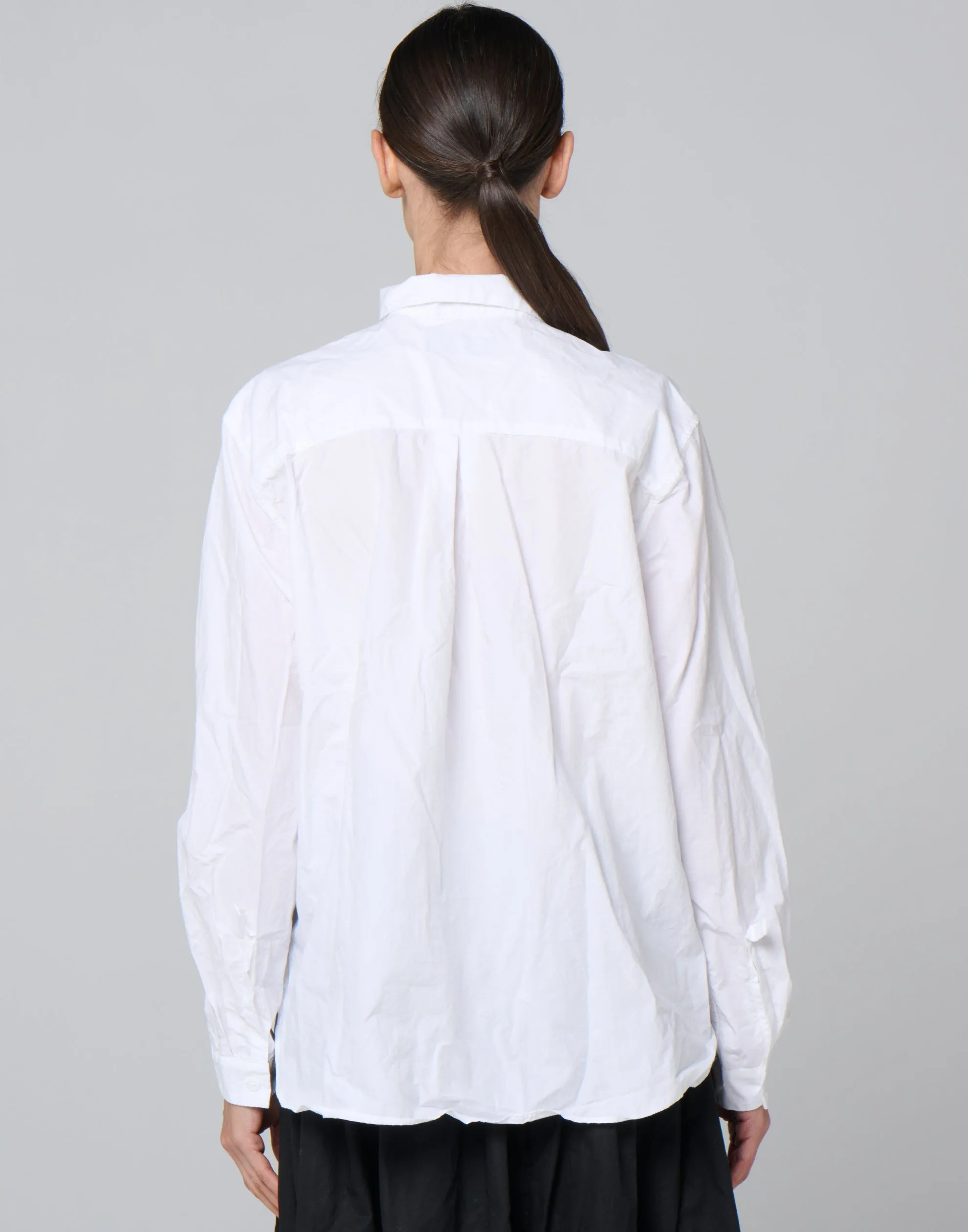 White Cotton Loose Tyrol Shirt