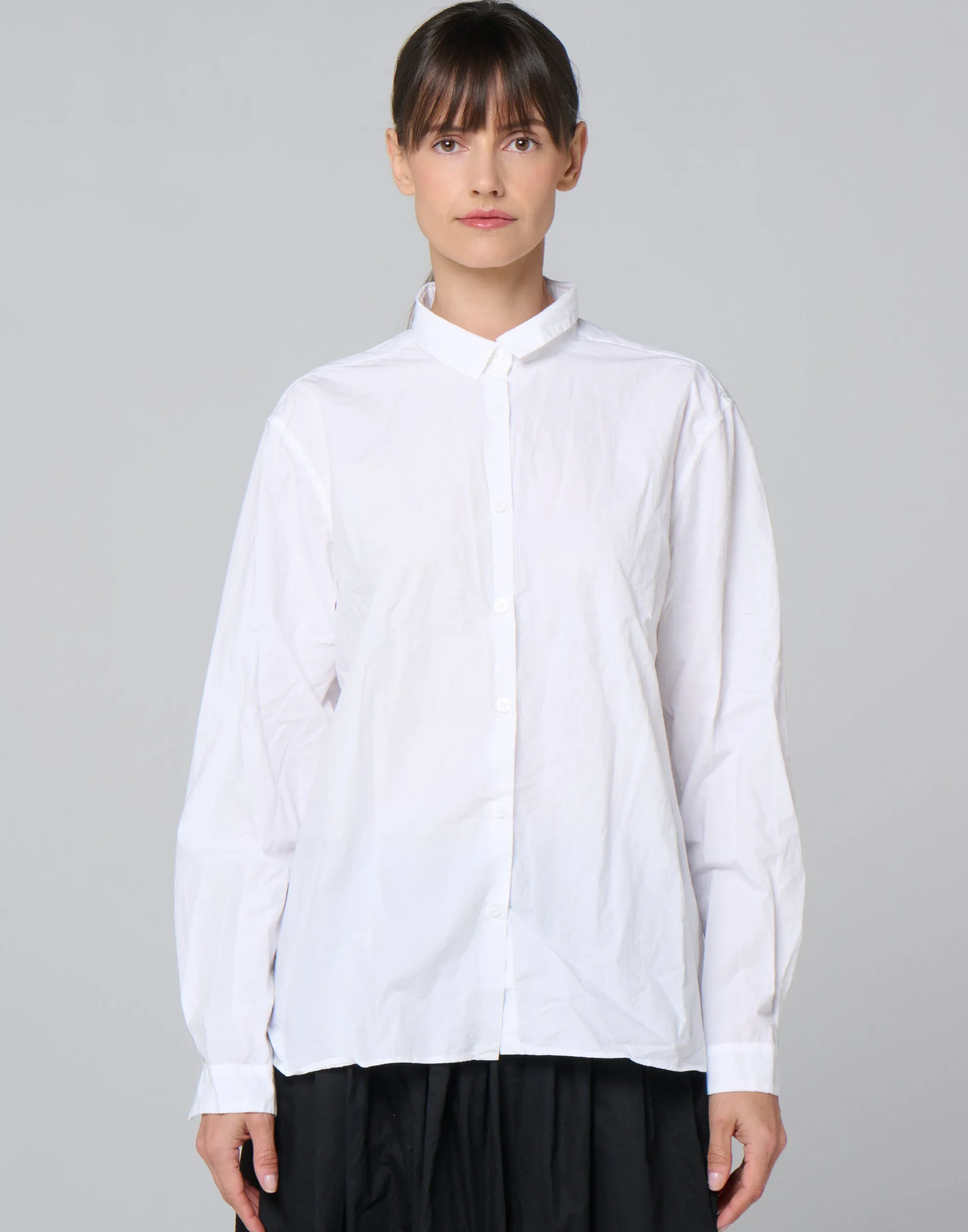 White Cotton Loose Tyrol Shirt