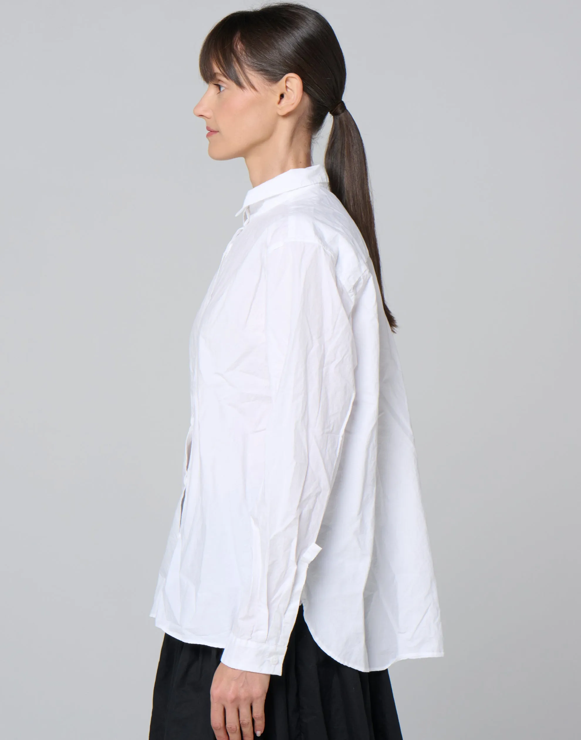 White Cotton Loose Tyrol Shirt